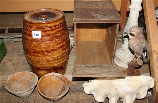 Jay, barrel, 3 pots, shell & boy